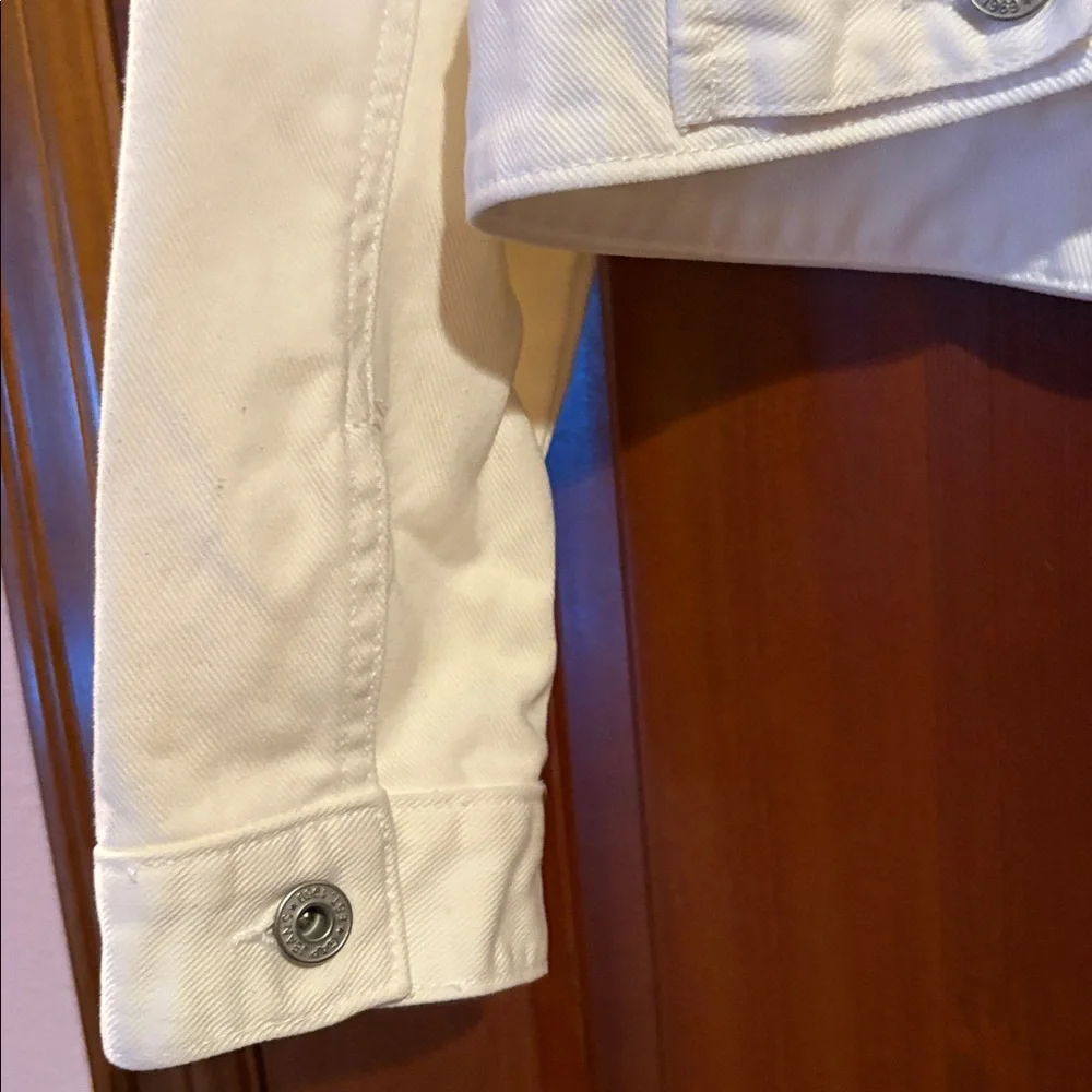 [Gap] Vintage White Denim Button-Up Casual Jean Jacket Long Sleeve Women’s Large - Picture 10 of 12